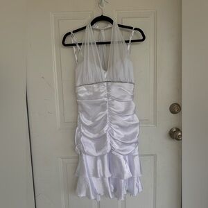 Roberta Vintage Ivy Halter Neck Satin Coctail Mini Dress Bridesmaid Dress Size M